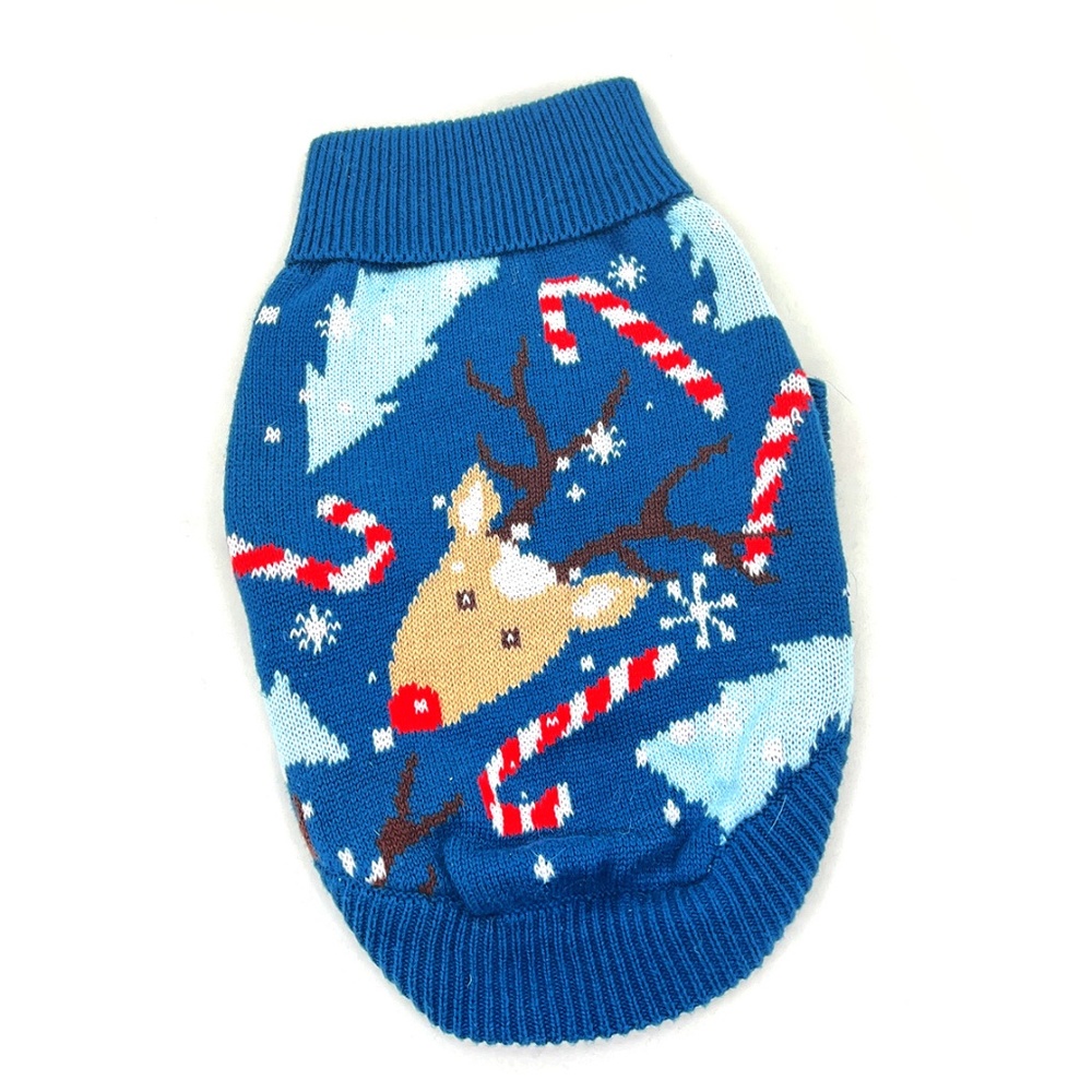 Reindeer & Candy Cane Dog Sweater